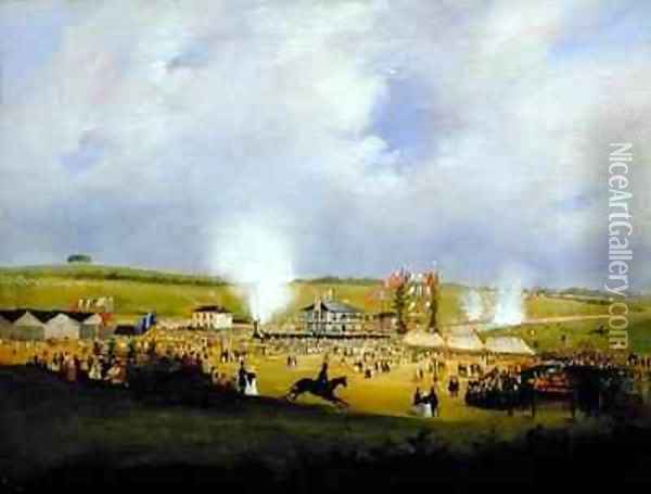 The Arrival of the First Train at Bagworth on the Occasion of the Opening of the Leicester and Swannington Railway Oil Painting - John Snr Ferneley