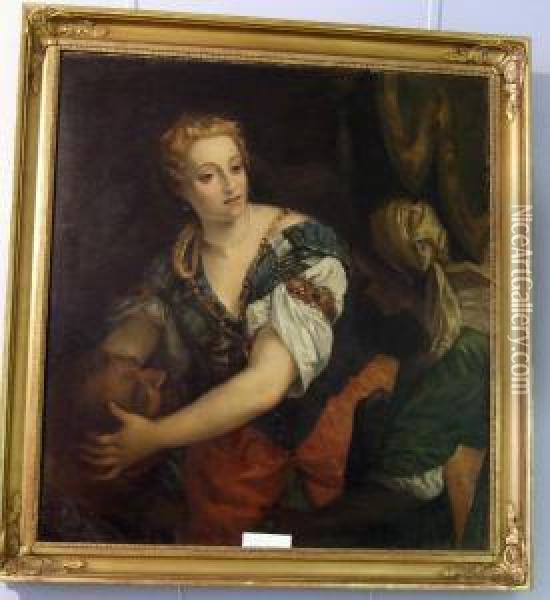 Salome Med Johannes Doparens Huvud. Oil Painting - Erni Von Huttenbrenner