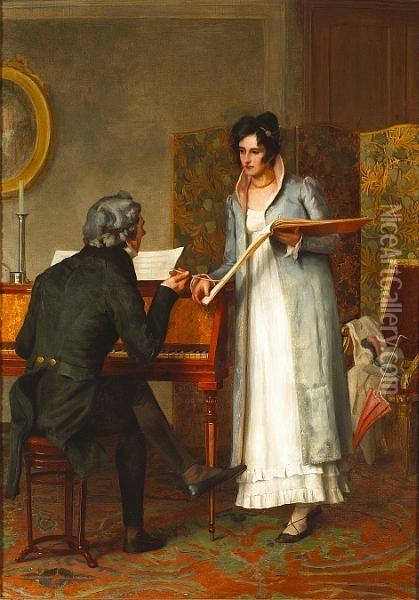 The Music Lesson Oil Painting - Henry Stacy Marks