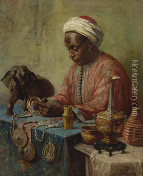The Jewelry Maker Oil Painting - Gyula Tornai
