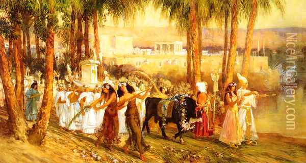 Procession in Honor of Isis Oil Painting - F. A. Bridgeman