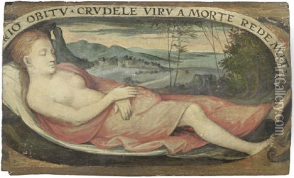 Allegories Of Death (pair) Oil Painting - Vicino Da Ferrara