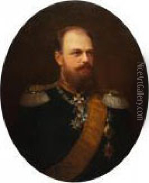 Portrait Of Tsar Alexander Iii. 1882. Oil Painting - Rudolf Koller
