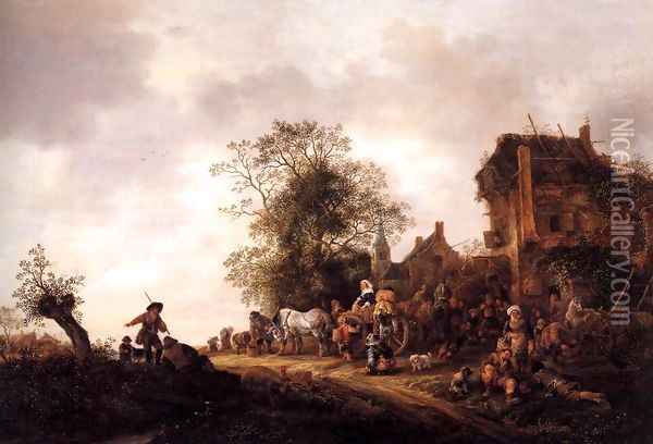 Travellers at a Country Inn 1645 Oil Painting - Adriaen Jansz. Van Ostade