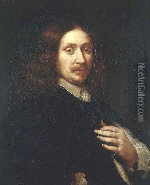 Portrait of a gentleman, half-length, wearing black costume Oil Painting - Govert Teunisz. Flinck