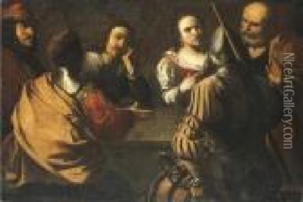The Denial Of Saint Peter Oil Painting - Michelangelo Merisi Da Caravaggio