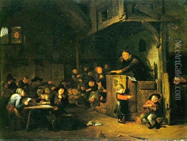 Schulklasse Oil Painting - Egbert van Heemskerck the Younger