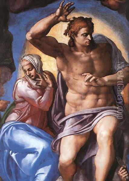 Last Judgment (detail-2) 1537-41 Oil Painting - Michelangelo Buonarroti