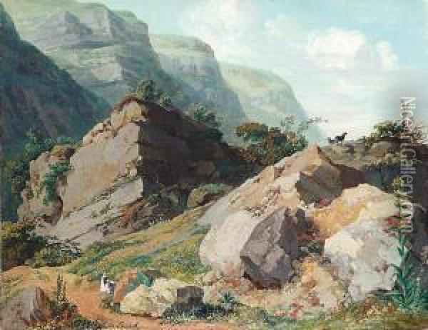 Paysage De Montagne En Suisse Oil Painting - Jean Antoine Linck