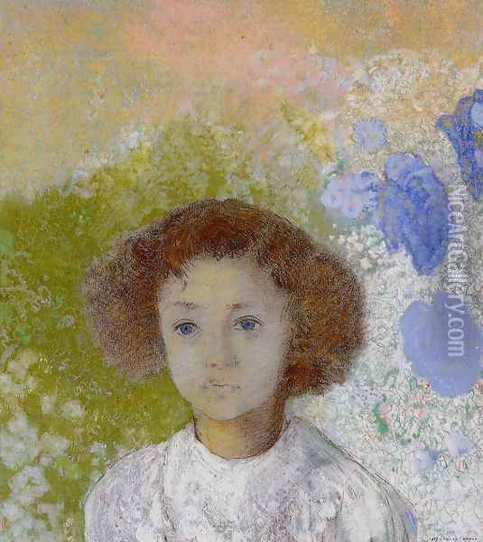 Portrait Of Genevieve De Gonet As A Child Oil Painting - Odilon Redon