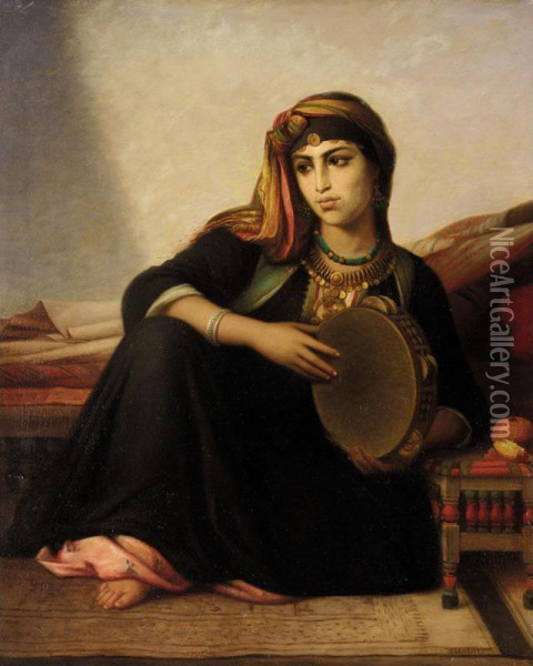 The Tambourine Player Oil Painting - Felix Auguste Clement