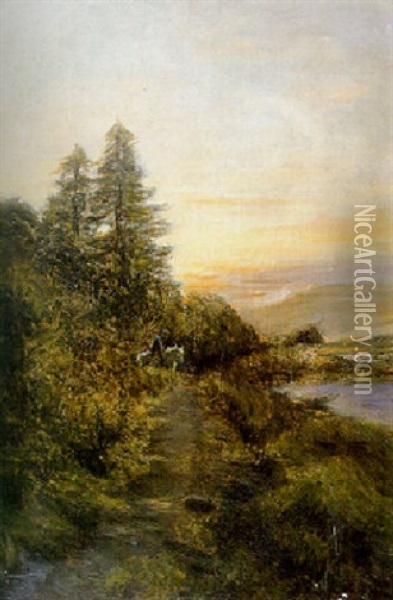 Evening On The Banks Of The River Dee Oil Painting - Joseph Farquharson