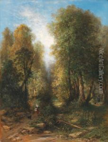 Paysanne Dans Un Sous Bois Oil Painting - Hippolyte Lebas