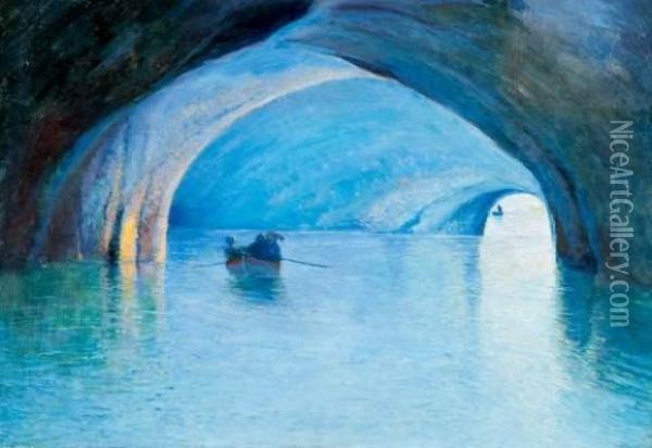 La Grotte Bleue A Capri Oil Painting - Rene Lelong