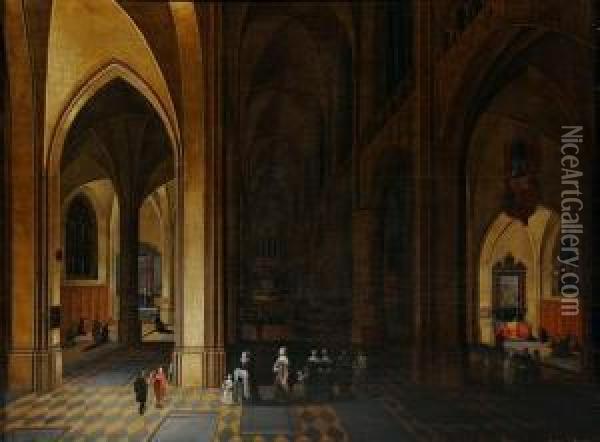 Interieur D'eglise. Oil Painting - Pieter Neefs The Elder, Frans The Younger Francken