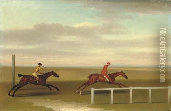 Two Race Horses In A Match Oil Painting - James Seymour