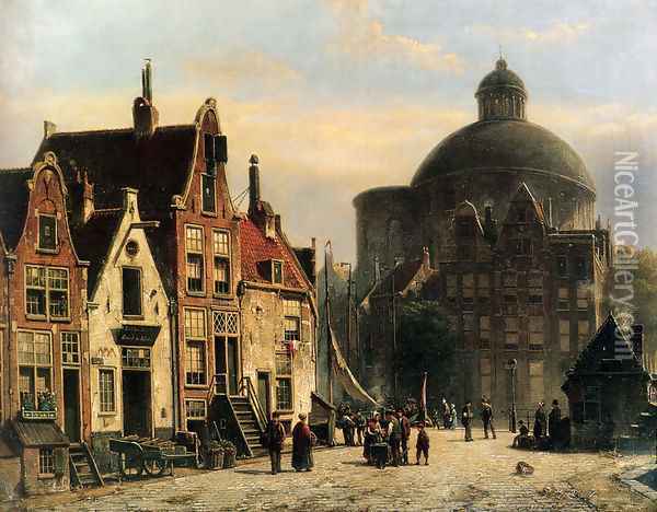 De Lutherse Kerk, Amsterdam Oil Painting - Willem Koekkoek
