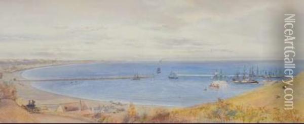 Early View Of Oamaru Harbour Oil Painting - Edward Augustus Gifford