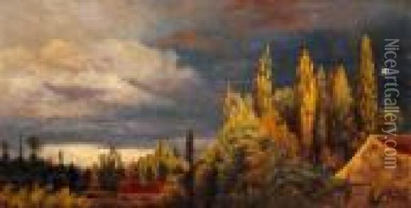 Paysage, Ciel D'orage Oil Painting - Nicolas Louis Cabat