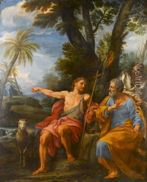 Saint John The Baptist Preaching Oil Painting - Giuseppe Bartolomeo Chiari