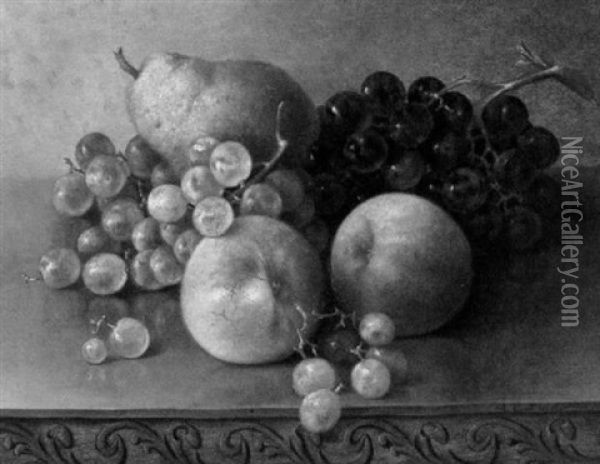 Still Life With Grapes, Pears And Peaches Oil Painting - Abbie Luella Zuill