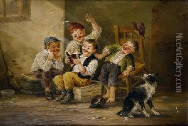 The Tale Of Mirth Oil Painting - Robert D. Wilkie