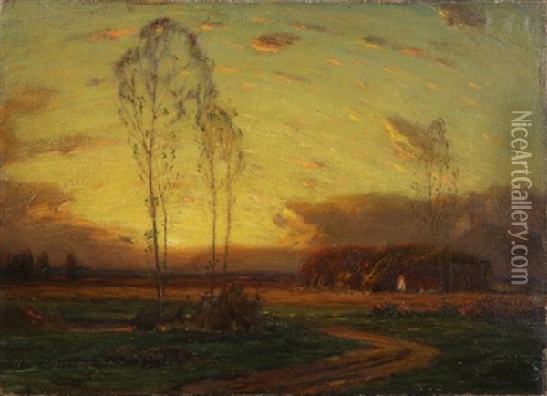 Untitled (sunset) Oil Painting - George Inness