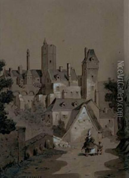Le Chateau De Creully Oil Painting - Septime Emeric M. Le Pippre