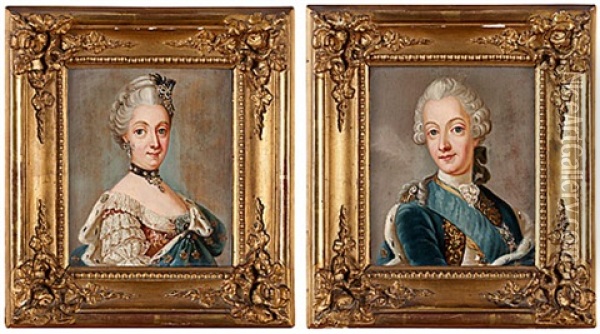 Portratt Av Sofia Magdalena Och Gustaf Iii (pair) Oil Painting - Ulrika (Ulla Fredrica) Pasch