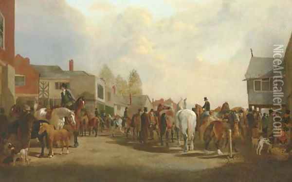 The Horsemarket at Ashby-de-la-Zouch Oil Painting - Henry Woollett