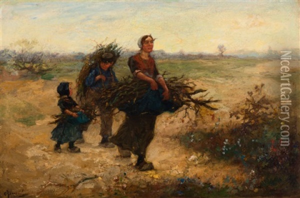 The Wood Gatherers Oil Painting - Cornelis Koppenol