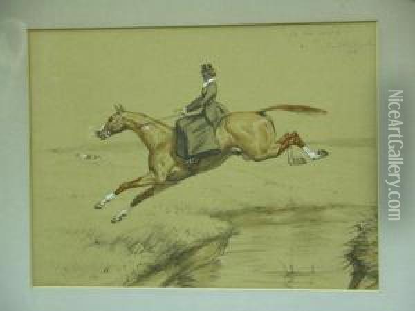 Hunting Scenes, Four, Tally Ho Over! Oil Painting - Basil Nightingale