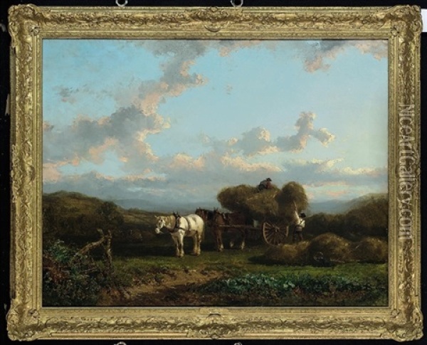 Loading The Haywain Oil Painting - Alfred Eduard Agenor de Bylandt