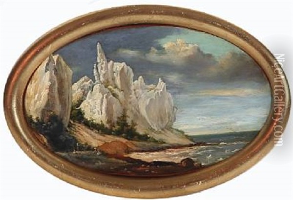 View Of Mons Klint With Sommerspiret, Denmark Oil Painting - Eleonore Tscherning