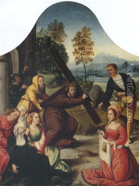Christ Carrying The Cross Oil Painting - Bernaert (Barend) van Orley
