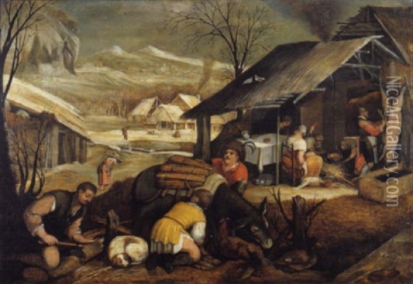 De Winter Oil Painting - Marten van Cleve the Younger