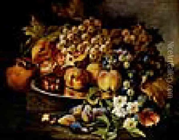 Natura Morta Con Frutti E Fiori Oil Painting - Abraham Brueghel