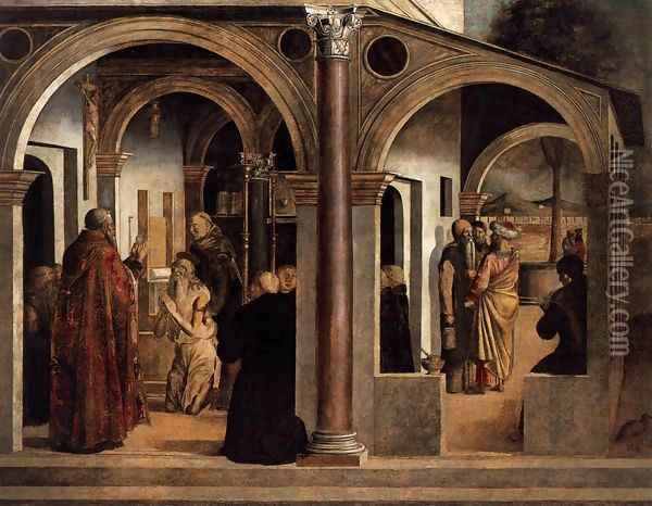 Communion of St Jerome Oil Painting - Lazzaro Bastiani