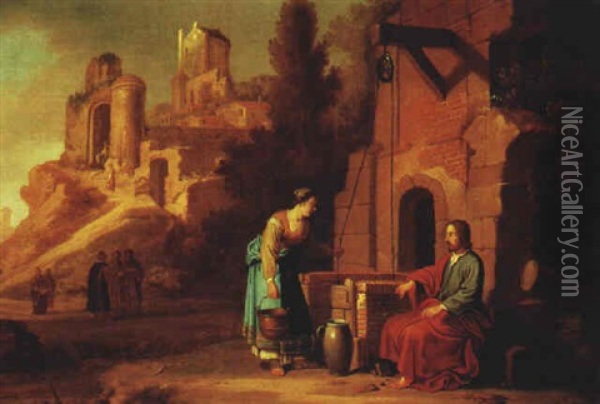 Christus Und Die Samariterin Am Brunnen Oil Painting - Claes Cornelisz Moeyaert