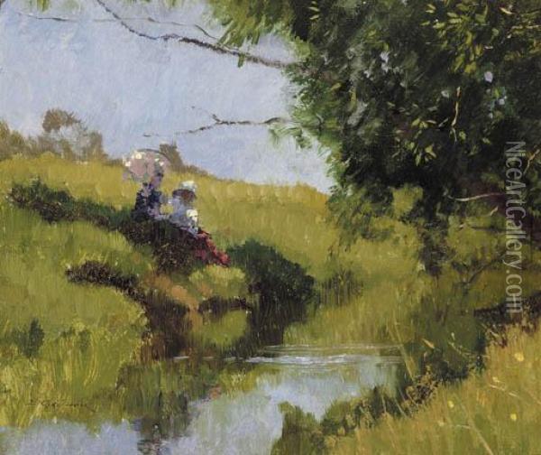 Meadow Stream Oil Painting - Elioth Gruner