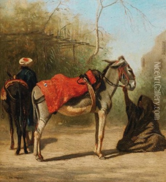 Etudes D'anes Au Caire (study) Oil Painting - Charles Theodore (Frere Bey) Frere