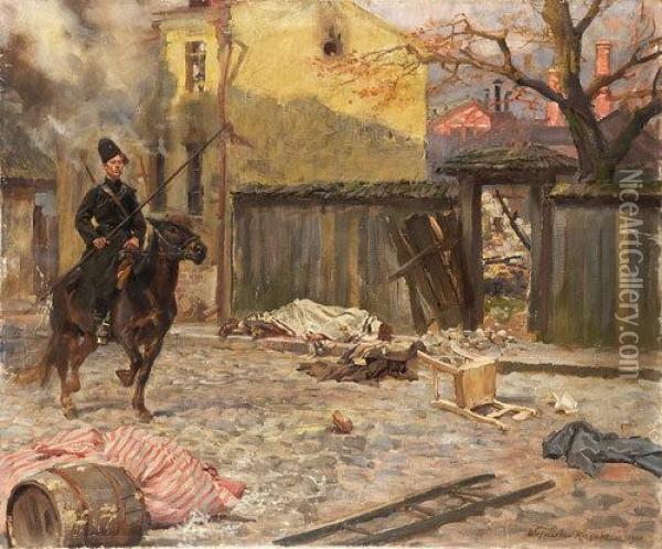 La Mattina Dopo Il Pogrom Oil Painting - Woiciech Ritter Von Kossak