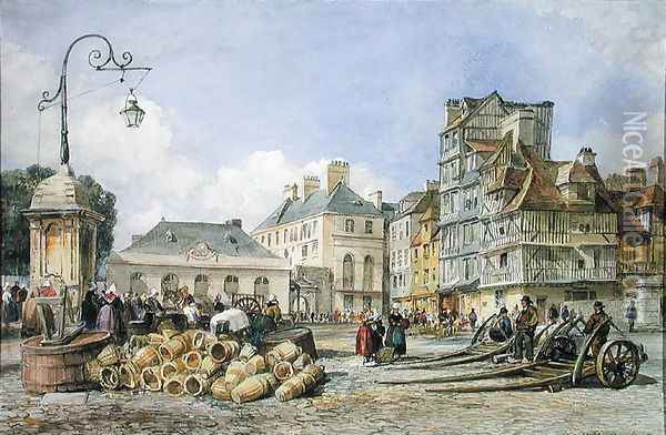 A Market Square on the Continent Oil Painting - Edward William Cooke