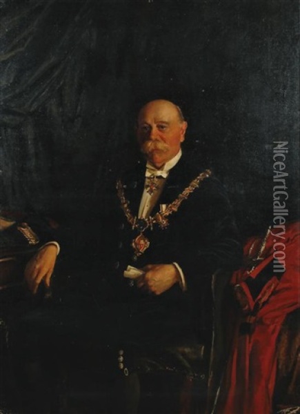 Sir Alfred Rice Oxley, Cbe, Md, Jp (1856-1941) Oil Painting - Walter Westley (Sir) Russell