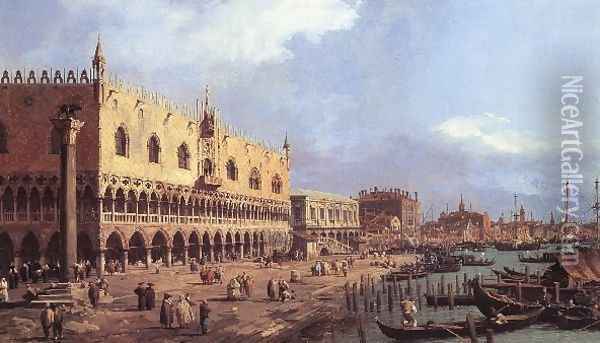 Riva Degli Schiavoni Looking East Oil Painting - (Giovanni Antonio Canal) Canaletto