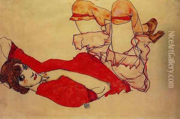 Wally in Red Blouse Oil Painting - Egon Schiele