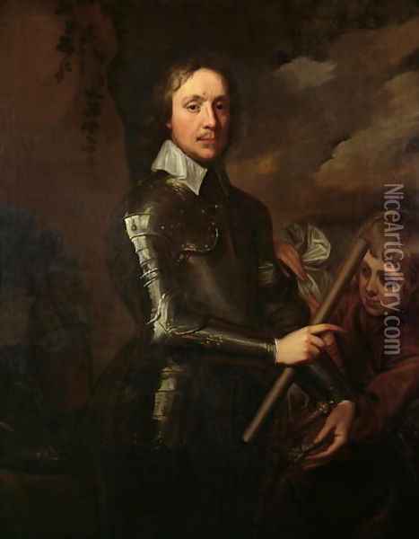 Oliver Cromwell (1599-1658) with his Page, Peter Temple, Tying on his Sash Oil Painting - Robert Walker