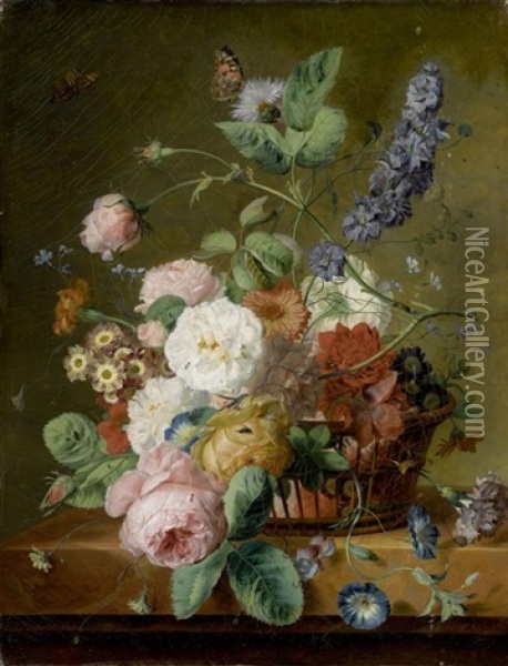 Blumenstilleben Mit Kleinen Insekten Oil Painting - Moise Jacobber