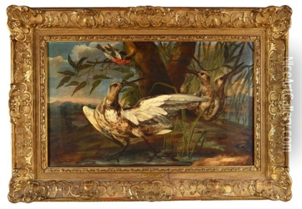 Becasses Oil Painting - Carl Wilhelm de Hamilton