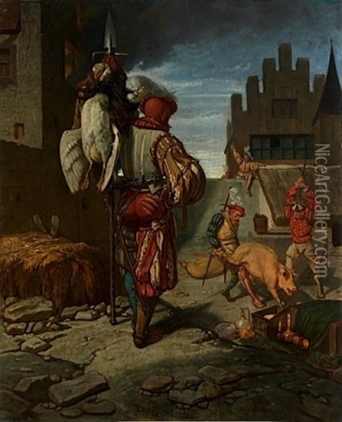 Scene De Pillage Oil Painting - Octave Penguilly l' Haridon